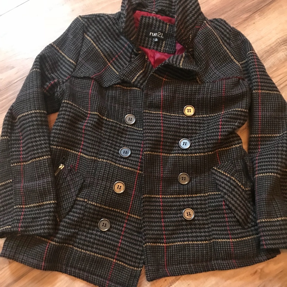 Rue 21 plaid pea coat